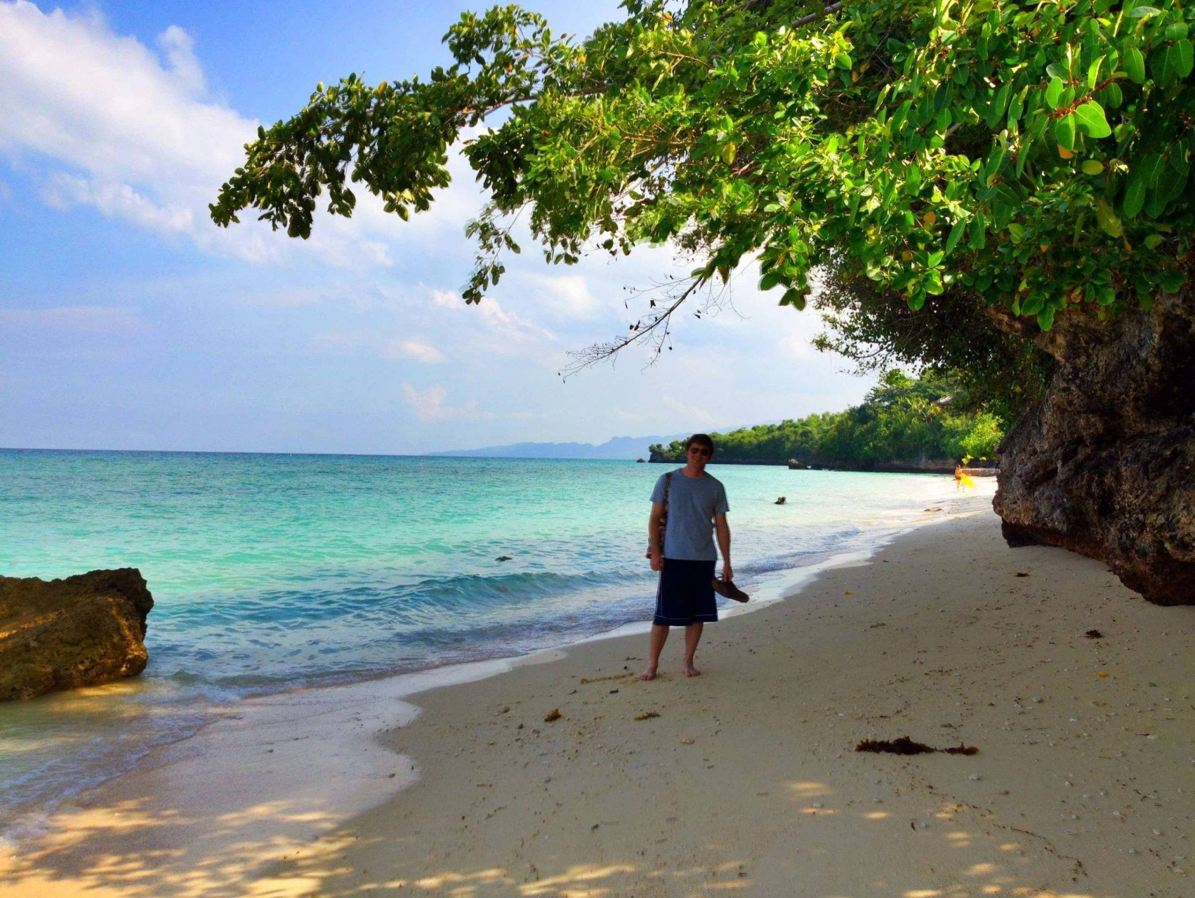 Man on a beach.