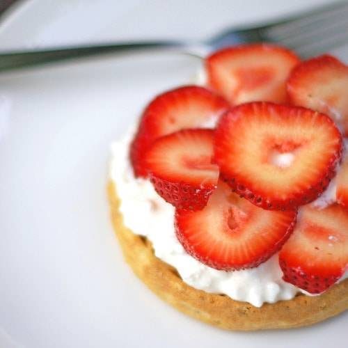 Waffle Berry Stack on a plate with a fork