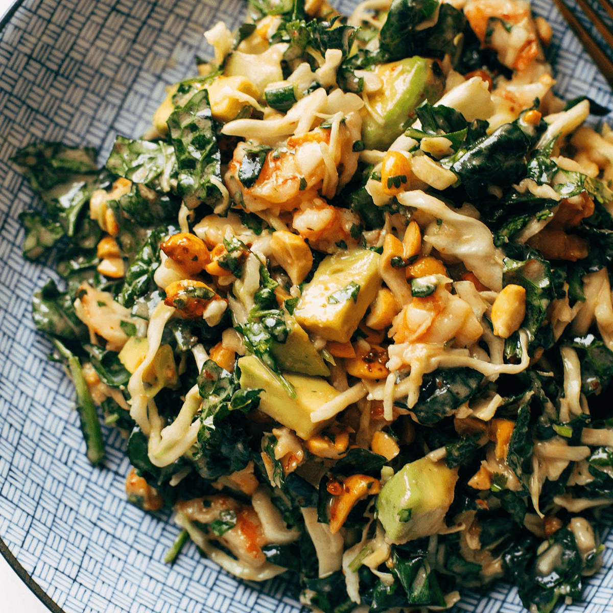 Miso crunch salad in a bowl.